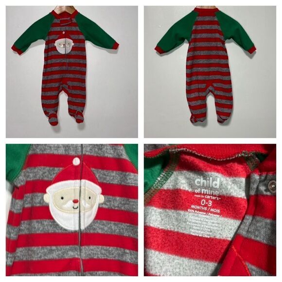 Carter’s Bundle of 3 Christmas Footed Sleepers 3 Months - Picture 2 of 4